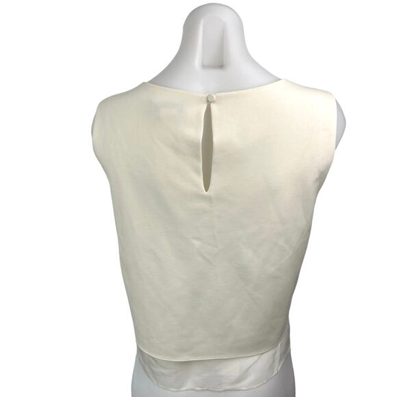 Club Monaco Cream White Wool Silk Sleeveless Layered Crop Tank Top Blouse Size L - Picture 4 of 6